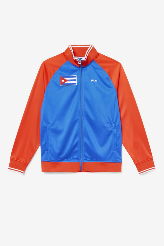 Fila Cuba Track Blue Jacket Mens - NZ 16723-WQJL